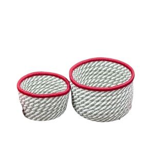 NWT Colonial Mills Kringle Christmas Nesting Baskets 2 Green Red 8x5 & 10x6